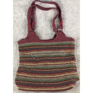 The Sak Belle Shoulder Bag Multicolor Stripes Crochet Woven Gypsy Hobo Boho